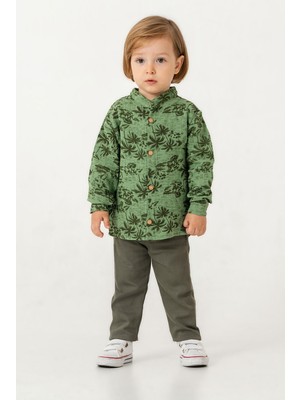 Chicsy Baby Palmiye Desenli Müslin Gömlekli 2\'li Alt Üst Takım