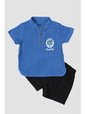 Chicsy Baby Fly Kıdexs Nakışlı Bebek Yaka Detaylı Müslin 2\'li Gömlek  Alt Üst Takım