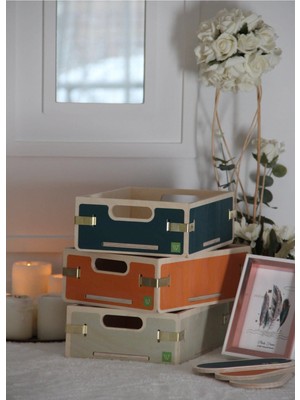 3'lü Ahşap Sepet Organizer Set, Dikdörtgen Boy, Çok Amaçlı Düzenleyici