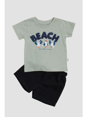 Chicsy Baby Beach Nakışlı Kuş Baskı Desenli 2\'li Alt Üst Takım