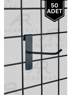 Siyah Tel Pano Kancası 50 Adet, 20 cm Raf ve Askı Seti