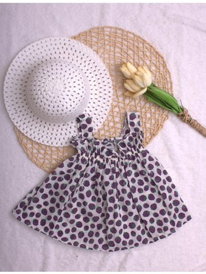 Chicsy Baby Şapkalı Böğürtlenli Esnek Kız Bebek Elbisesi