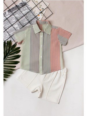 Kidex’s Baby Erkek Bebek Takım Yazlık Gömlek Kısa Kol ve Kapri %100 Pamuk