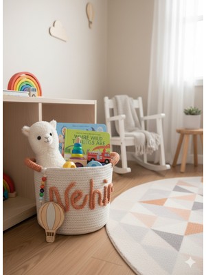 Çocuk Odası Için Şık Hasır Sepet, 26X20 Cm, Dekoratif ve Kullanışlı