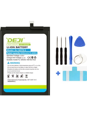 Deji Mucize Batarya 4000mAh Xiaomi Redmi Note 8 İçin Yüksek Verimlilikte Lityum İyon Pil