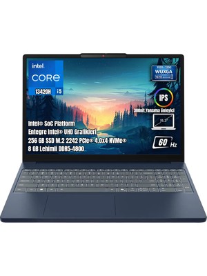 Lenovo Ideapad Slim 3 15IRH10 83K10062TR Intel Core I5-13420H 8gb Ddr5 256GB SSD Wuxga 15.3" IPS 300Nits Freedos Taşınabilir Bilgisayar