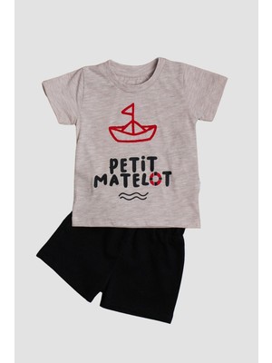 Chicsy Baby Yelken Nakışlı  Petit Matelot Yazılı 2\'li Tişört Alt Üst Takım