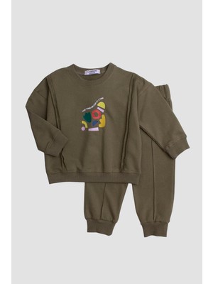 Chicsy Baby Dikiş Detaylı Şekil Baskılı Oversize  Alt Üst Bebek Çocuk Eşorfman Takımı