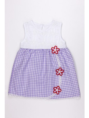 Chicsy Baby Kız Bebek Yazlık Elbise Dantel Detaylı Kareli Elbise