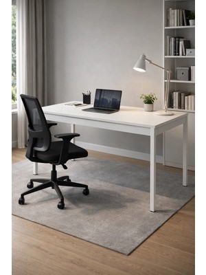 Alesta Life Beyaz Mutfak Masası, Yemek Masası, Çalışma Masası, Metal Ayaklı Masa, Bilgisayar Masası 70X120 cm