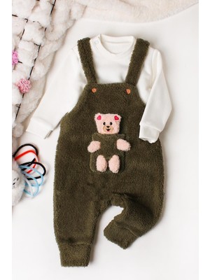 Kidex’s Baby Kışlık Tatlı Peluş Ikili Takım Bebek Oyuncaklı Salopet Sweatshirt