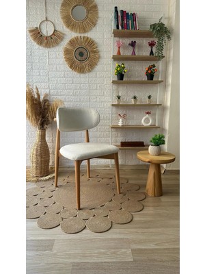 Silla Concept Polo Sandalye Teddy Krem Kumaş Natural Ahşap Sandalye