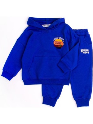 Chicsy Baby Tatlı Nakışlı Oversize  Alt Üst Bebek Çocuk Kapüşonlu Eşorfman Takımı