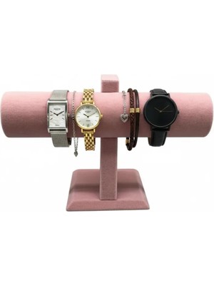 Yerli Süet Kumaş Pembe Renk Saat ve Bileklik Sergileme Standı