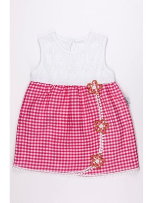 Chicsy Baby Kız Bebek Yazlık Elbise Dantel Detaylı Kareli Elbise