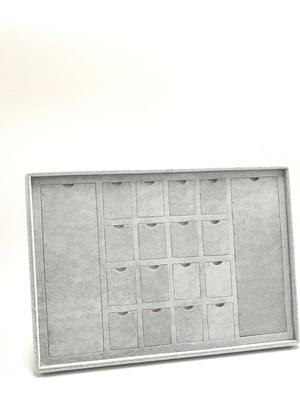 Roma Model Enine Süet Kumaş Gri Ped Takı Sergileme Tablası