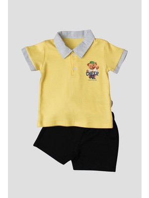 Chicsy Baby Tatlı Ayıcık Desenli Yaka Detaylı 2\'li Alt Üst Takım