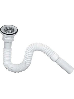 Royal Rain Store Körüklü Lavabo Sifonu/Eviye Gider Hortumu Dayanıklı Beyaz Renkli Uzun Ömürlü Aksesuar