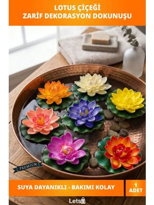 Letsii Suya Dayanıklı Dekoratif Yapay Lotus Çiçeği