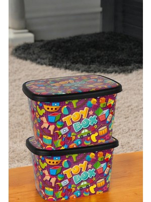 25 Litre Çok Amaçlı Desenli Plastik Saklama ve Düzenleme Kutusu (2'li)