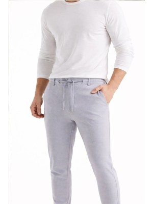 Varetta Erkek Gri Jogger Yazlık Pantolon Regular Fit  Lastikli Bel Likralı Trend Pantolon