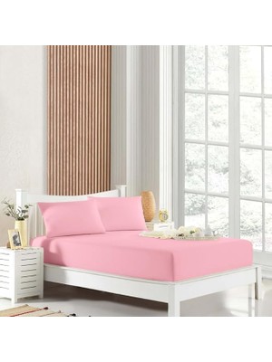 Royal Rain Store Tek Kişilik Çift Kişilik Lastikli Çarşaf Takımı Nevresim Kumaşı Pamuk Polyester 90X190 100X200 120X200 140X200 150X200 160X200 180X200 200X200 (Pembe, 200X200 Battal Boy)