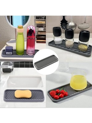 Royal Rain Store Silikon Yağdanlık Yağlık Standı Altlık,çok Amaçlı Organizer Sunumluk,sabunluk Altlığı 1 Adet Gri