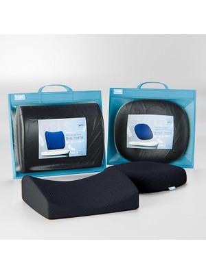 Royal Rain Store 'uykumu Kaliteli Aldım' Full Ortopedik Visco Ofis - Araba - Sandalye Yastık Seti, Bel Destek ve Oturma Simidi Minderi Seti, Ortopedik, Yıkanabilir Kılıf, Visco Sünger, Konfor, Siyah