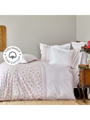 Karaca Home Glen Pembe Desenli Çift Kişilik Nevresim Takımı %100 Pamuk Ebat: 200x220 cm