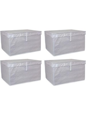Royal Rain Store 4 Adet - Kapaklı Çok Amaçlı Çamaşır-Saklama-Düzenleme Vb.hurç, Kutu 50X40X30 - Maxi Kutu - Gri