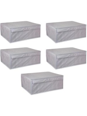Royal Rain Store 5 Adet - Kapaklı Çok Amaçlı Çamaşır-Saklama-Düzenleme Vb Hurç, Kutu - 50X40X19 - Baza Kutu - Gri