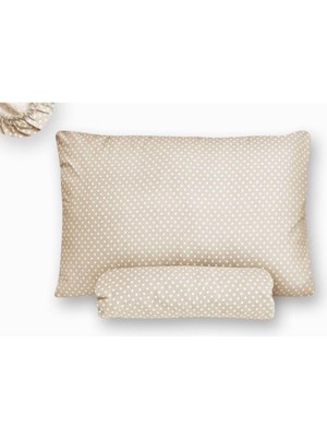 Royal Rain Store Tek Kişilik Bej Puantiyeli Lastiksiz Çarşaf ve Yastık Kılıfı - 160 x 240