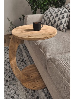 Royal Rain Store Tekerlekli C Sehpa Koltuk Sehpası Yan Sehpa Zigon Sehpa Servis Sehpası - Atlantik Çam