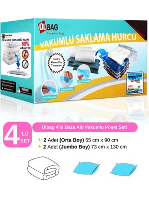 Pratik 4'lü Vakumlu Saklama Poşet Seti, Baza Altı Için Uygun