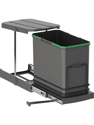 Royal Rain Store Tls. Raylı Plastik Gövde Çöp Kovası 24 Lt.-Antrasit Gri Tek Ebat Zsx S-2571-A