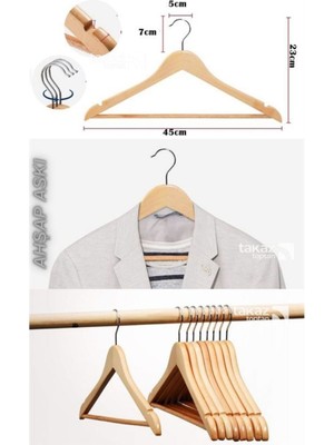 Ahşap Dolap Içi Naturel Askısı, Pantolon ve Ceket Düzenleyici 30'lu