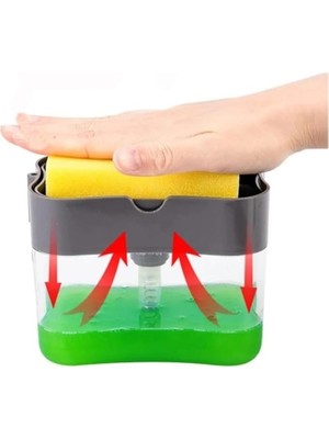 Royal Rain Store Süngerli Sıvı Bulaşık Deterjanı Dispanseri, Süngerli Basmatik Sıvı Deterjanlık