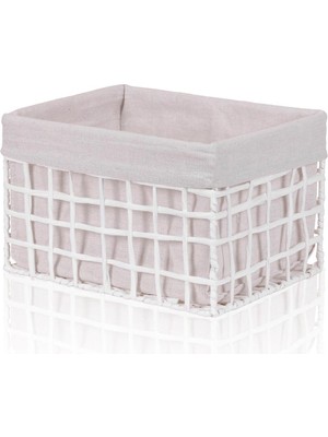 Şık Hasır Organizer Sepet, Beyaz, 30X22X19 Cm, Evinize Zarif Dokunuş