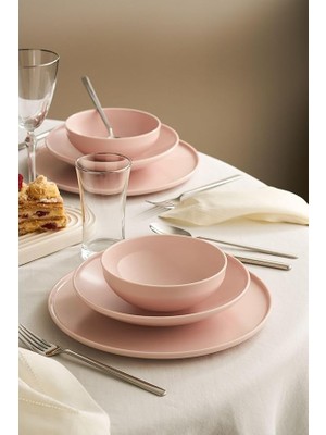 Royal Rain Store Porselensara 18 Parça 6 Kişilik Yemek Takımı Pembe