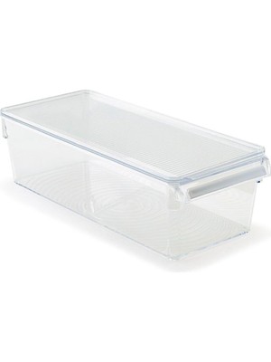 Royal Rain Store Kapaklı Banyo Mutfak Düzenleyici Raf Ps 360 * 150 * 100 mm Şeffaf M-E27-20-16K