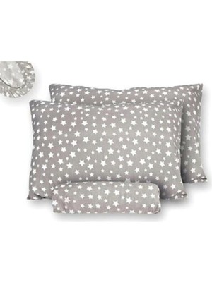 Royal Rain Store Pamuklu Ranforce Çift Kişilik 160X200 Lastikli Çarşaf Takımı - Gri Yıldız Desenli (Gri / 180X200)