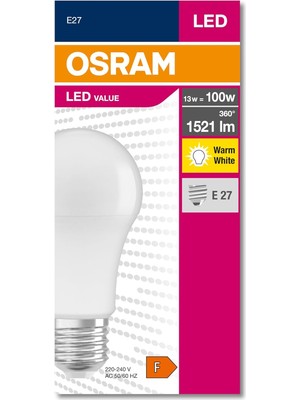 Royal Rain Store 4052899971097 LED Cla 100, 13 W, 1521 Lümen, 2700 Kelvin, Sarı Işık E27 Duy Ampul, Boy: 12CM En: 6cm [enerji Sınıfı F]