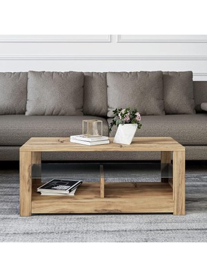 Royal Rain Store Cam Raflı Orta Sehpa Naturel, Ev-Ofis