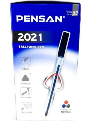 Royal Rain Store Tükenmez Kalem Şeffaf Üçgen 1.0 2021 Siyah 50 Li