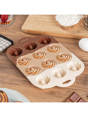 Royal Rain Store 185 Silikon Kurabiye Tatlı Kalıbı, Silikon Kalıp Seti, 12'li Mini Kek Kalıbı, Çikolata Pişirme Kalıp