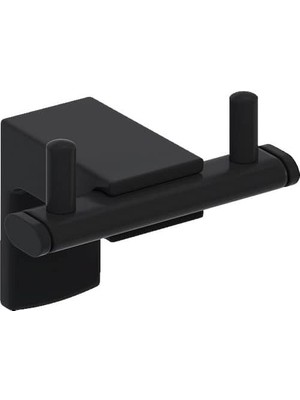 Royal Rain Store Banyo F1 Model Paslanmaz Siyah Ikili Bornoz Havluluk, Bornoz Askılığı 5 Yıl Garantili