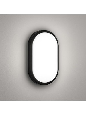 Royal Rain Store 20W IP65 Oval Siyah LED Tavan ve Duvar Lambası | 6500K Beyaz Işık | Su Geçirmez Banyo Bahçe Aydınlatma Armatürü | 2000 Lümen | 270X147X78MM (220V)