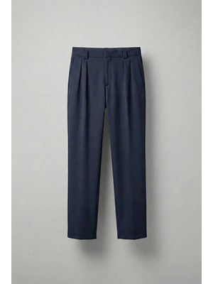 Abluka Online Erkek Baggy Fit Kumaş Pantolon M Normal Bel Düz Desenli Polyester Lacivert