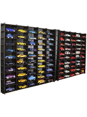 Royal Rain Store Ölçek Oyuncak Hobi Koleksiyon 100 Araçlık Set Model Oyuncak Araba Rafı-Siyah