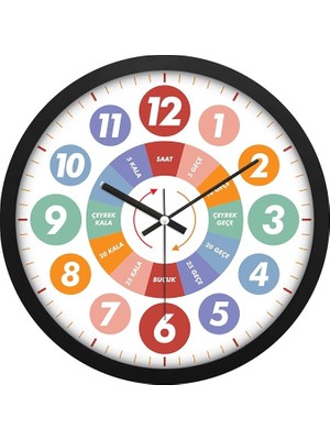 Royal Rain Store Öğretici Çocuklar Için Eğitici Duvar Saati 30 cm Akar Saniye Seesiz Mekanizma